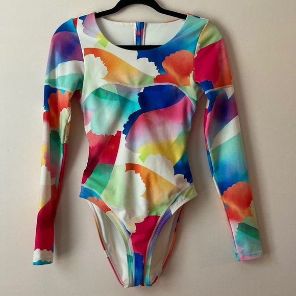 Hurley Max Sundance Long Sleeve Bodysuit One Piece Swimsuit Rash Guard Size M - Picture 3 of 6